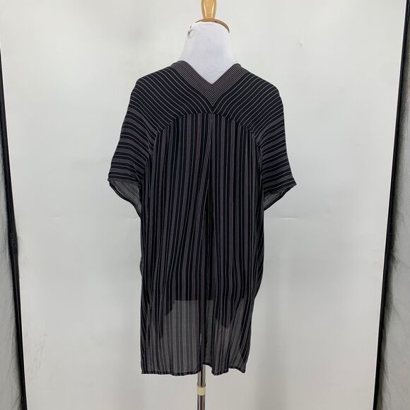 Vince Blouse Women XS Extra Small Black White Stripe Dolman V Neck Slouchy Tunic - Picture 8 of 13